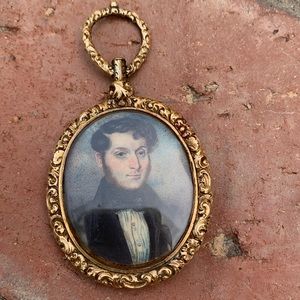 14k Gold Hand Painted Antique Victorian 1830’s
